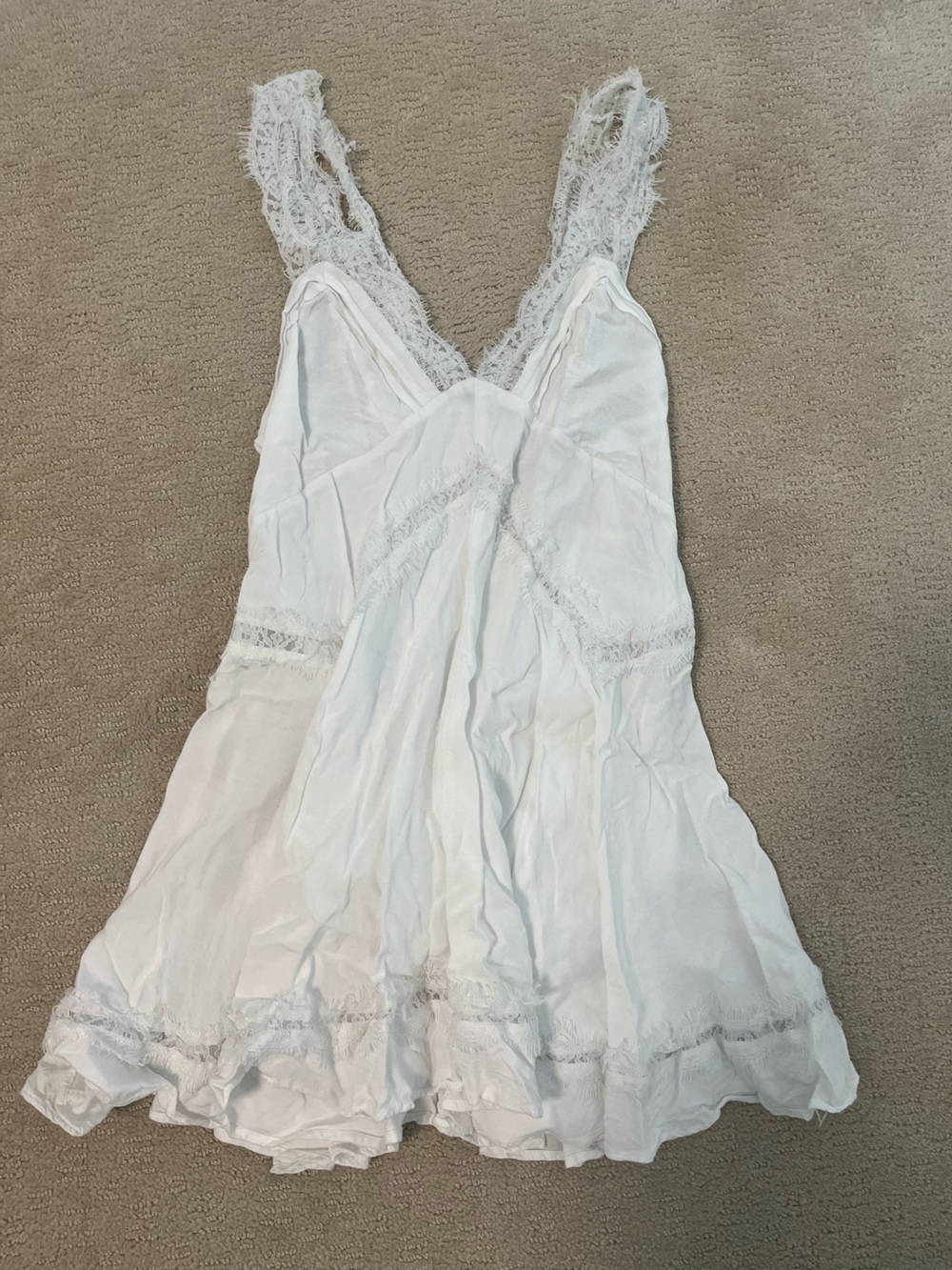 Urban Outfitters White Lace-Trim Slip Dress